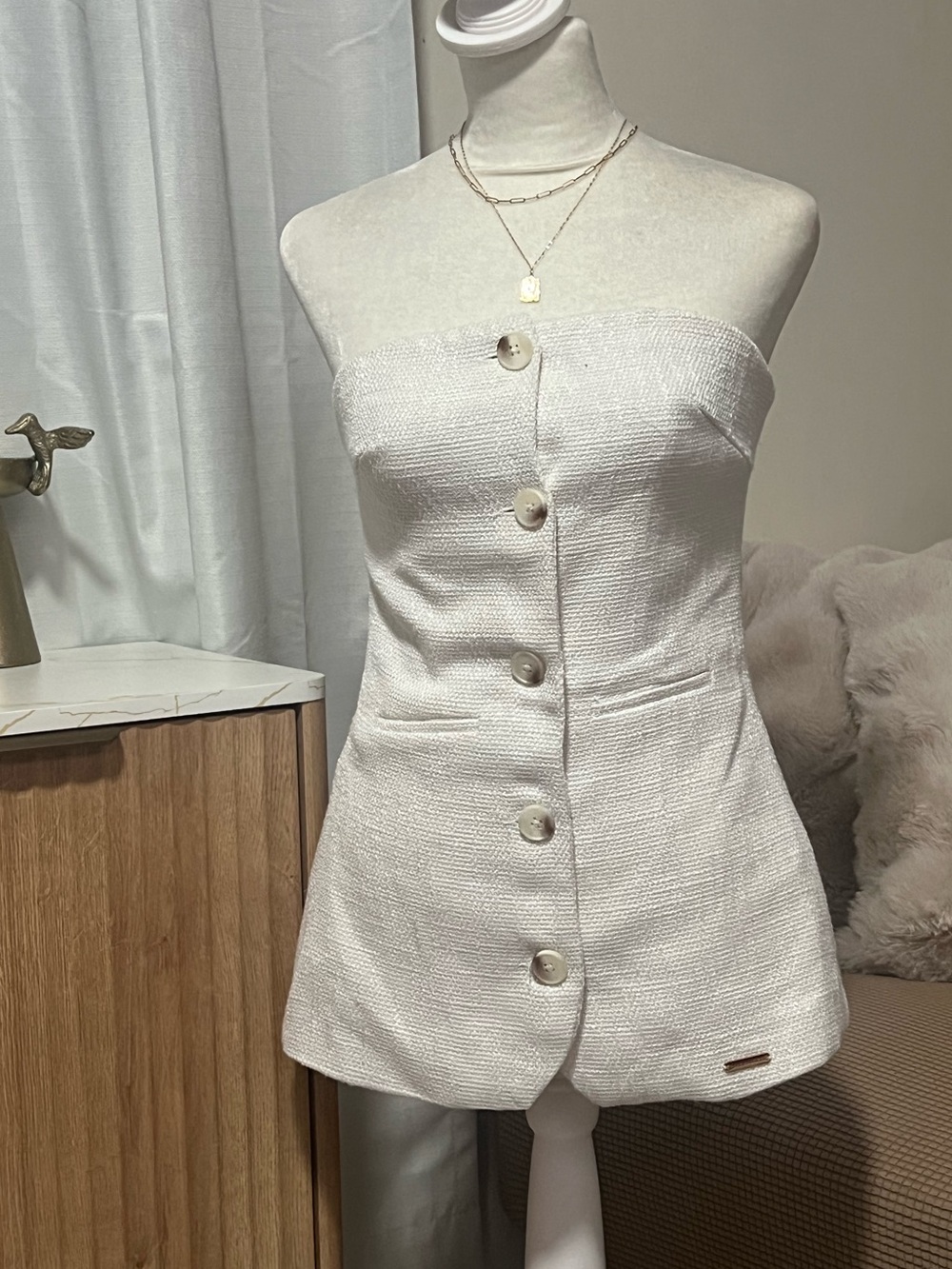 Cream Buttoned Top - Picture 2 of 6